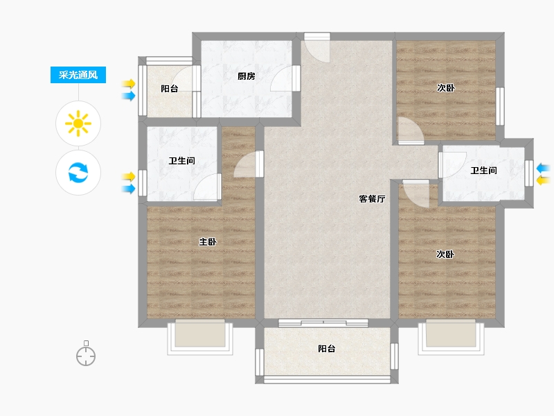 四川省-成都市-同森锦逸名邸1栋112m²-89.60-户型库-采光通风