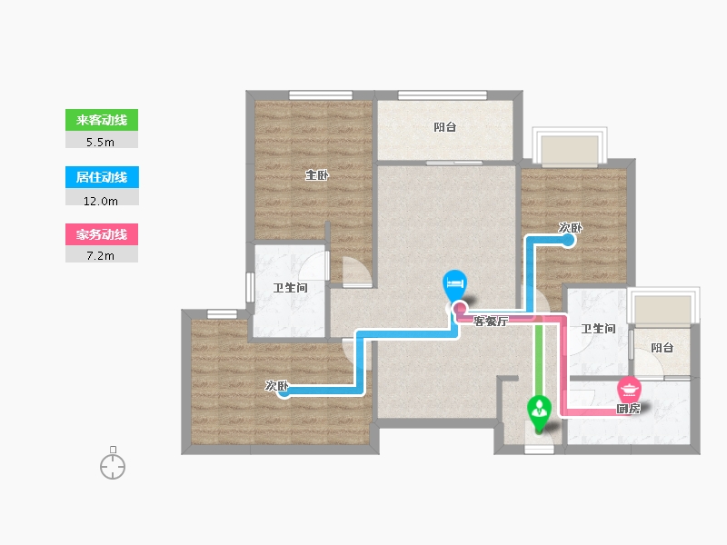 四川省-成都市-新景璟誉府新景璟歆府5号楼113m²-89.99-户型库-动静线