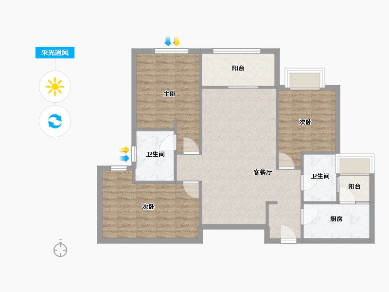 四川省-成都市-新景璟誉府新景璟歆府5号楼113m²-89.99-户型库-采光通风