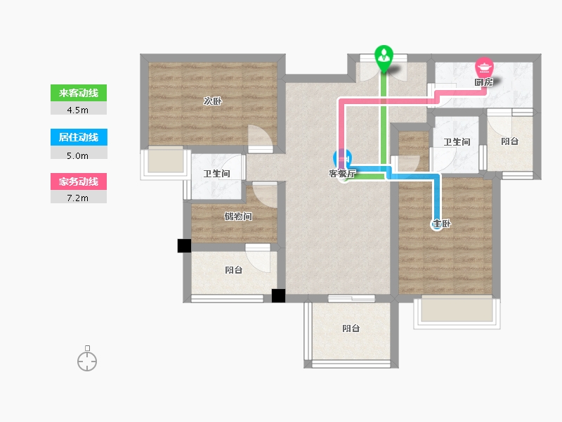 四川省-成都市-大陆潮里2号楼102m²-76.17-户型库-动静线