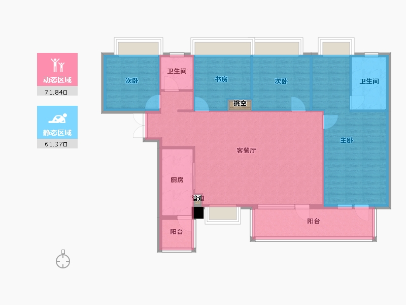 四川省-成都市-朗诗上林熙华府160m²-122.36-户型库-动静分区