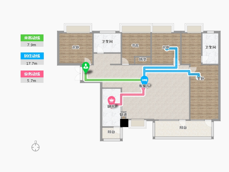 四川省-成都市-朗诗上林熙华府160m²-160.27-户型库-动静线