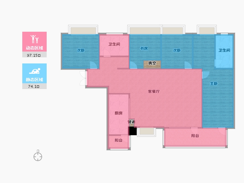 四川省-成都市-朗诗上林熙华府160m²-160.27-户型库-动静分区