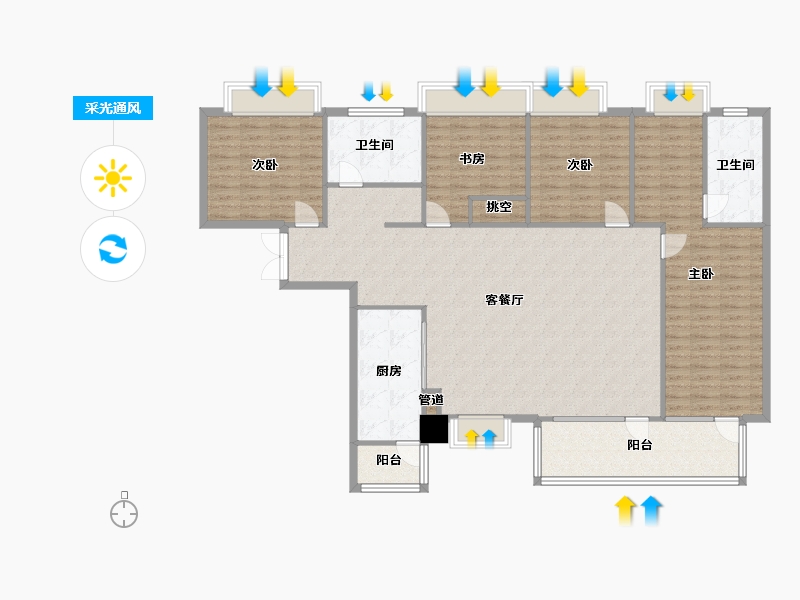 四川省-成都市-朗诗上林熙华府160m²-160.27-户型库-采光通风