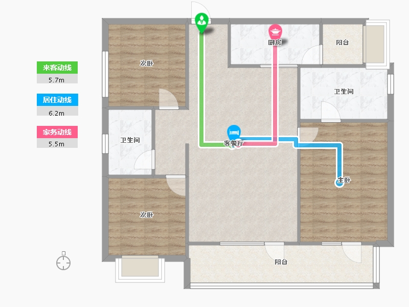 四川省-成都市-朗诗上林熙华府135m²-106.74-户型库-动静线