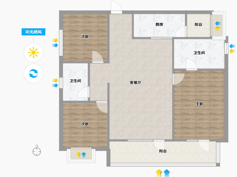 四川省-成都市-朗诗上林熙华府135m²-106.74-户型库-采光通风