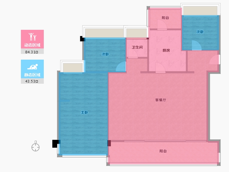 四川省-成都市-珑悦锦云花园3号楼,4号楼,9号楼,12号楼148m²-118.40-户型库-动静分区