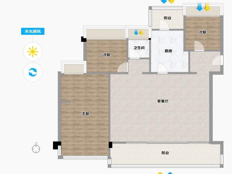 四川省-成都市-珑悦锦云花园3号楼,4号楼,9号楼,12号楼148m²-118.40-户型库-采光通风