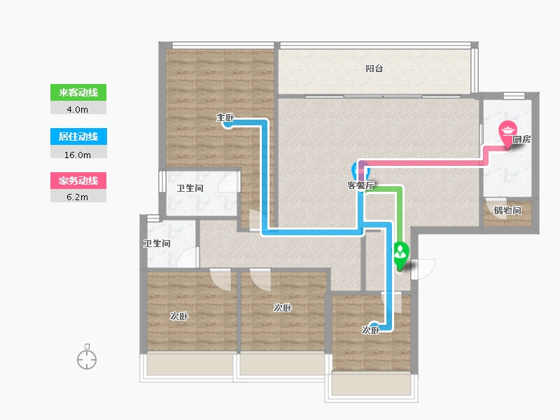 四川省-成都市-珑悦锦云花园3号楼,4号楼,9号楼135m²-108.40-户型库-动静线