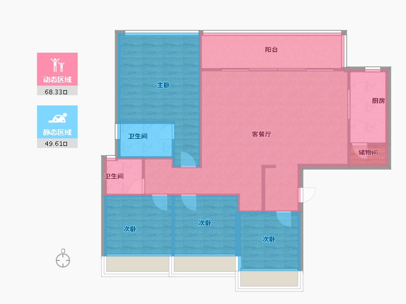 四川省-成都市-珑悦锦云花园3号楼,4号楼,9号楼135m²-108.40-户型库-动静分区