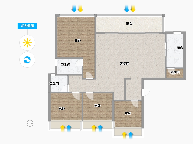 四川省-成都市-珑悦锦云花园3号楼,4号楼,9号楼135m²-108.40-户型库-采光通风