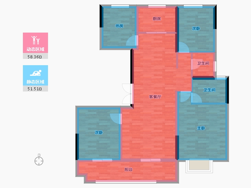 陕西省-榆林市-中梁首府-98.26-户型库-动静分区