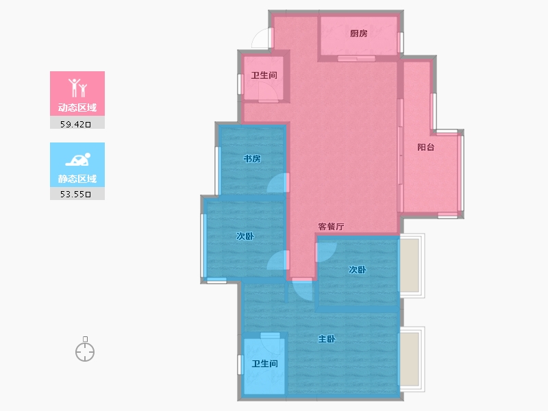 四川省-成都市-青秀阅山126m²-100.62-户型库-动静分区