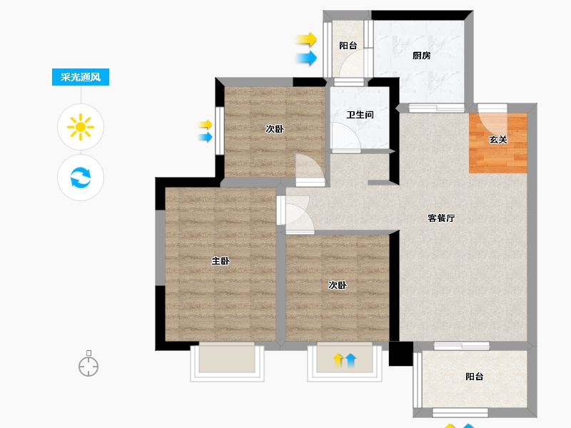 四川省-成都市-新城金樾府邸-68.81-户型库-采光通风