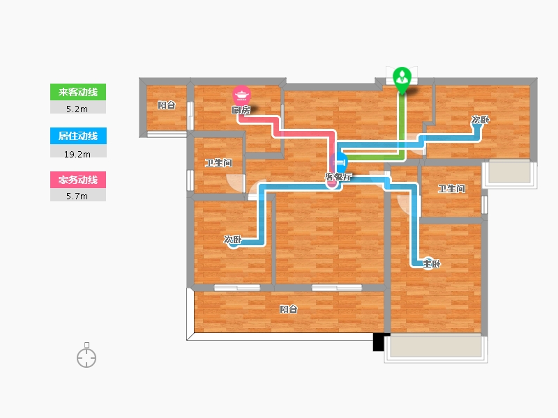 河南省-郑州市-佳乐云锦阁2号楼,3号楼建面117m2-93.31-户型库-动静线