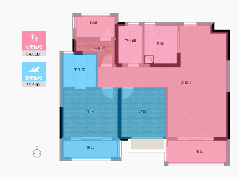 江苏省-南京市-新保弘领东苑-89.00-户型库-动静分区