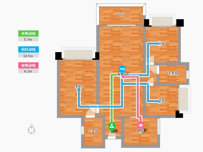 四川省-成都市-佳乐云锦阁10号楼建面116m2-86.81-户型库-动静线