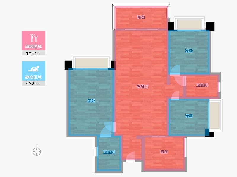 四川省-成都市-佳乐云锦阁10号楼建面116m2-86.81-户型库-动静分区