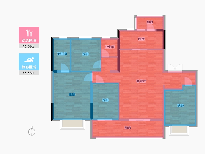 四川省-成都市-旭辉江山和鸣建面143m2-114.95-户型库-动静分区