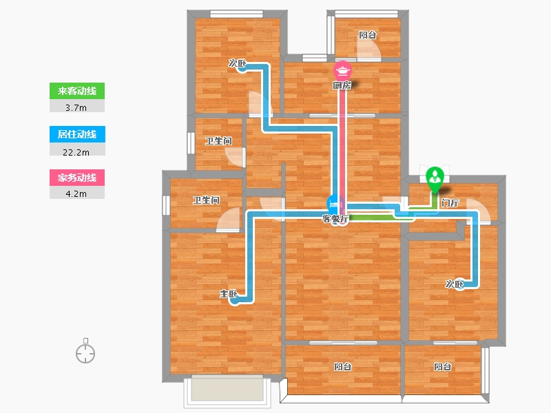 四川省-成都市-旭辉江山和鸣4号楼,10号楼,2号楼,3号楼,1号楼建面125m2-97.24-户型库-动静线