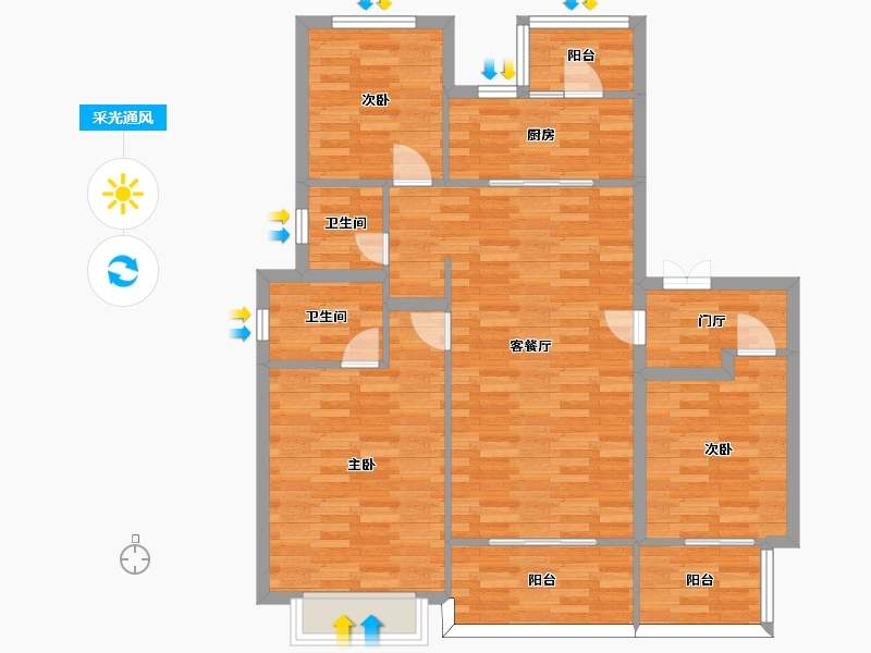 四川省-成都市-旭辉江山和鸣4号楼,10号楼,2号楼,3号楼,1号楼建面125m2-97.24-户型库-采光通风