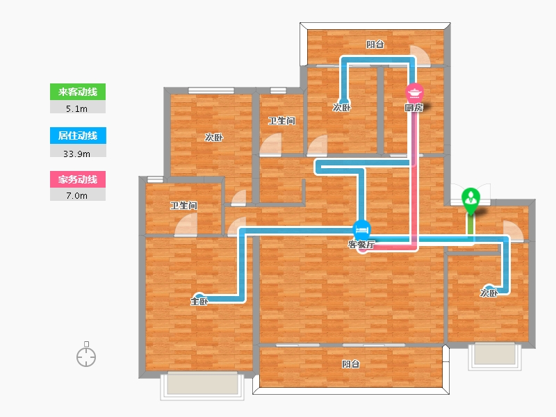 四川省-成都市-旭辉江山和鸣5号楼,8号楼,6号楼建面165m2-140.19-户型库-动静线