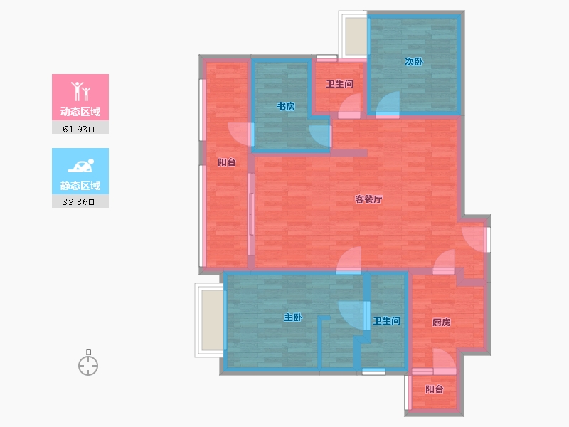 四川省-成都市-云上观邸1号楼建面114m2-89.07-户型库-动静分区