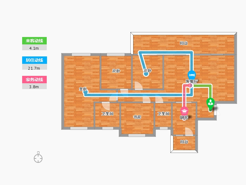 四川省-成都市-中南樾府3号楼,4号楼,5号楼,1号楼,2号楼建面140m2-128.81-户型库-动静线