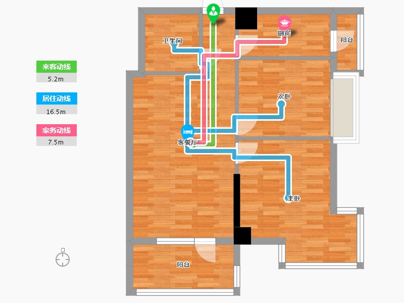 四川省-成都市-麓山国际社区悦庭Z地块3组团1号楼建85m2-69.33-户型库-动静线