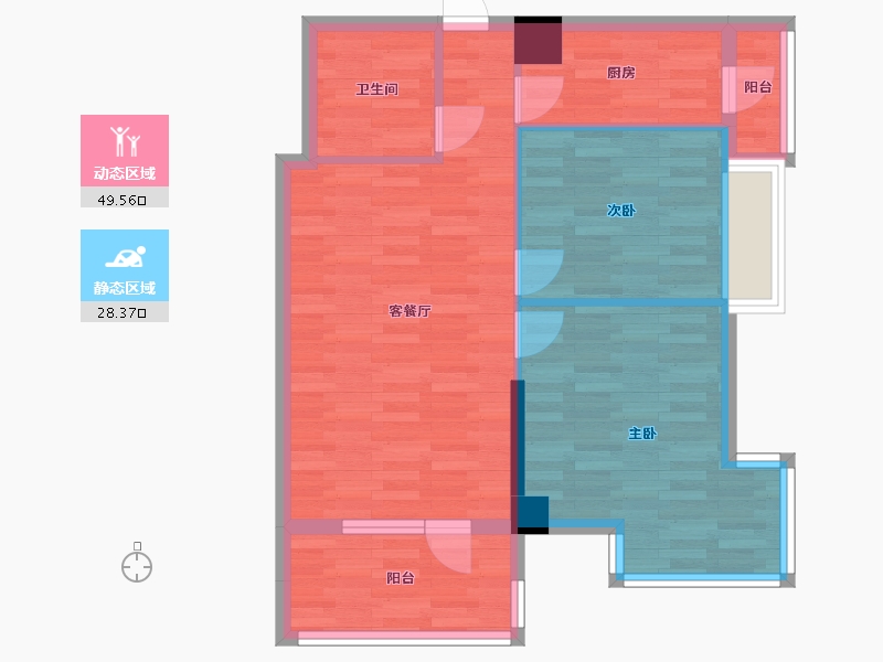 四川省-成都市-麓山国际社区悦庭Z地块3组团1号楼建85m2-69.33-户型库-动静分区