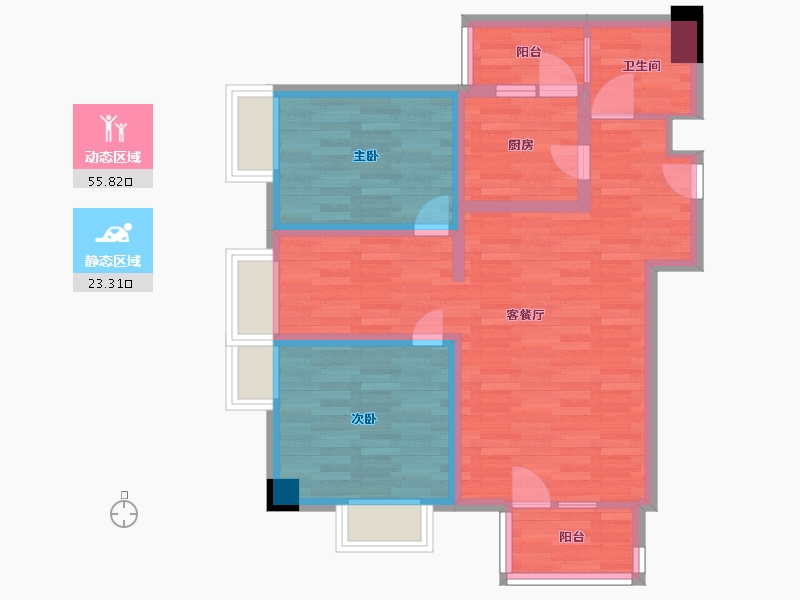 四川省-成都市-麓山国际社区悦庭Z地块3组团2号楼建面96m2-69.25-户型库-动静分区