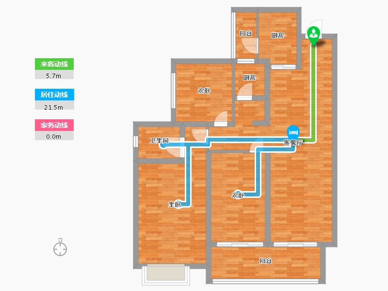 四川省-成都市-卓越云际建面124m2-99.20-户型库-动静线