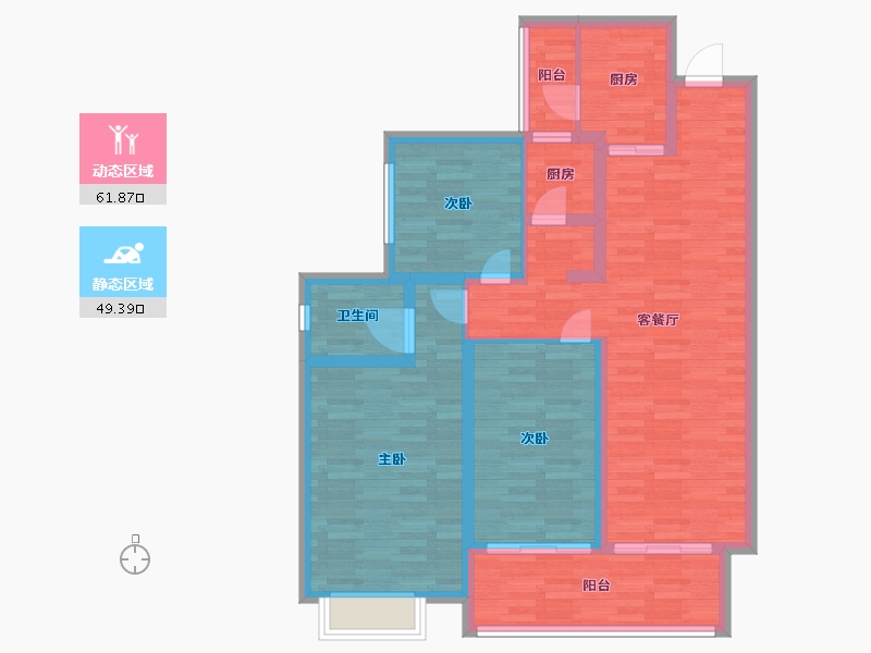 四川省-成都市-卓越云际建面124m2-99.20-户型库-动静分区