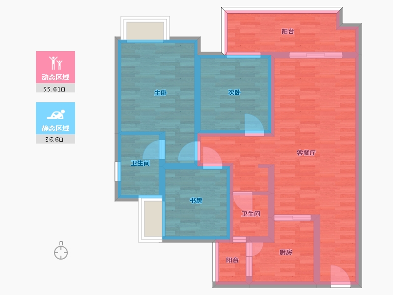 四川省-成都市-川发天府上城建面108m2-80.48-户型库-动静分区