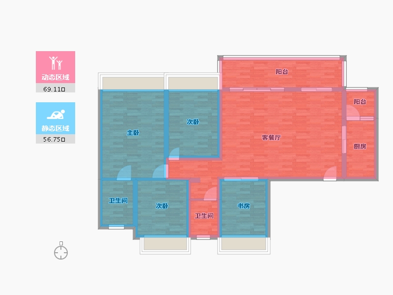 四川省-成都市-德商御府天骄.学府10号楼建面149m2-112.84-户型库-动静分区