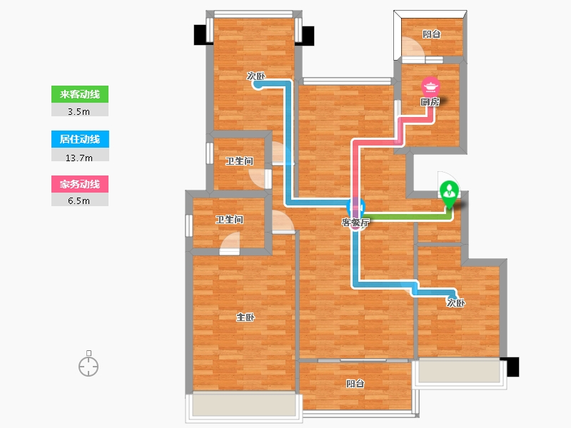 四川省-成都市-德商御府天骄.学府1号楼,11号楼,12号楼建面119m2-97.30-户型库-动静线