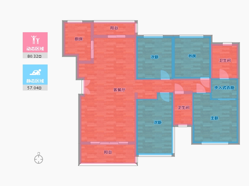 四川省-成都市-合能铂悦华庭建面145m2-123.08-户型库-动静分区