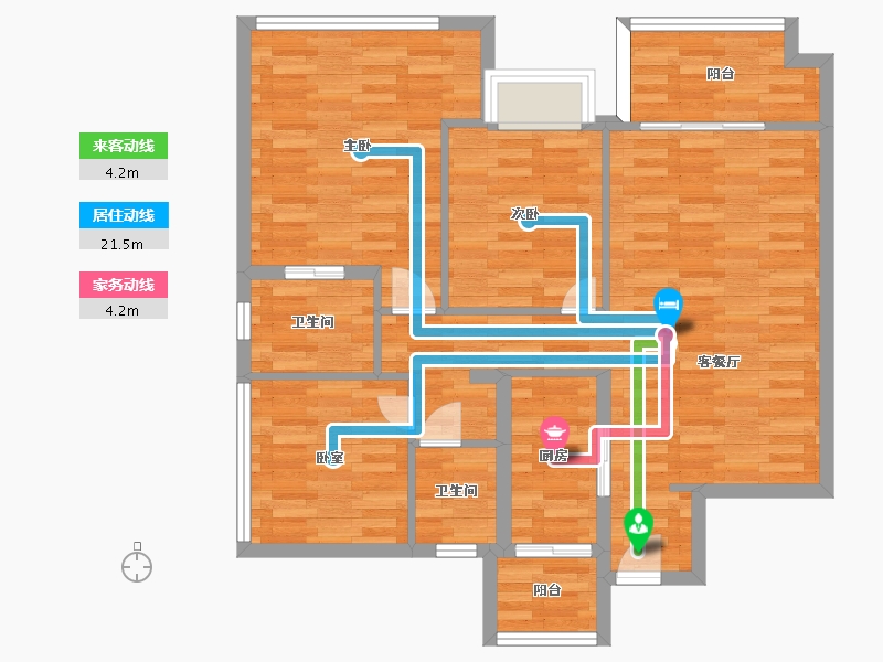 四川省-成都市-蓝润春风屿湖建面109m2-85.89-户型库-动静线