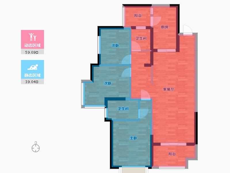 四川省-成都市-恒大天府半岛70栋B3B4户型建面111m2-87.26-户型库-动静分区