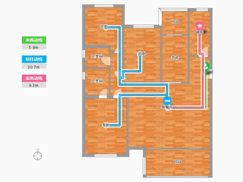 四川省-成都市-建发中央湾区建面163m2-124.23-户型库-动静线