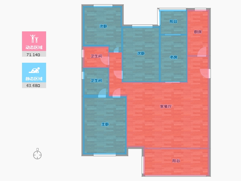 四川省-成都市-建发中央湾区建面163m2-124.23-户型库-动静分区