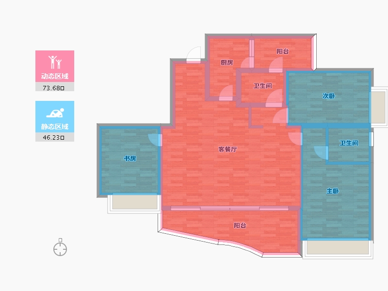 四川省-成都市-麓湖生态城建面135m2-108.00-户型库-动静分区