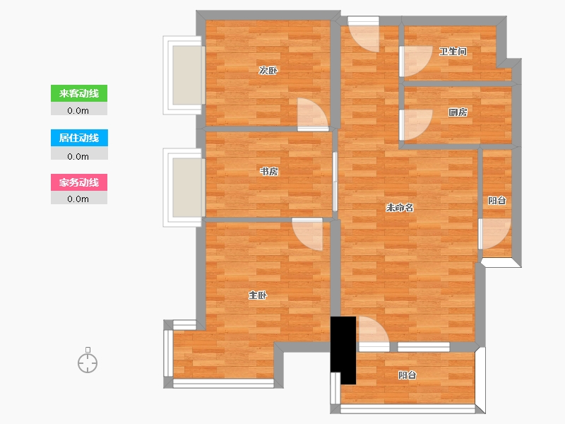 四川省-成都市-麓山国际社区悦庭Z地块3组团2号楼建面83m2-64.45-户型库-动静线