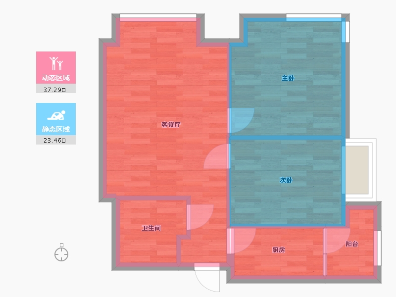 四川省-成都市-麓山国际社区悦庭Z地块3组团1号楼建73m2-54.76-户型库-动静分区