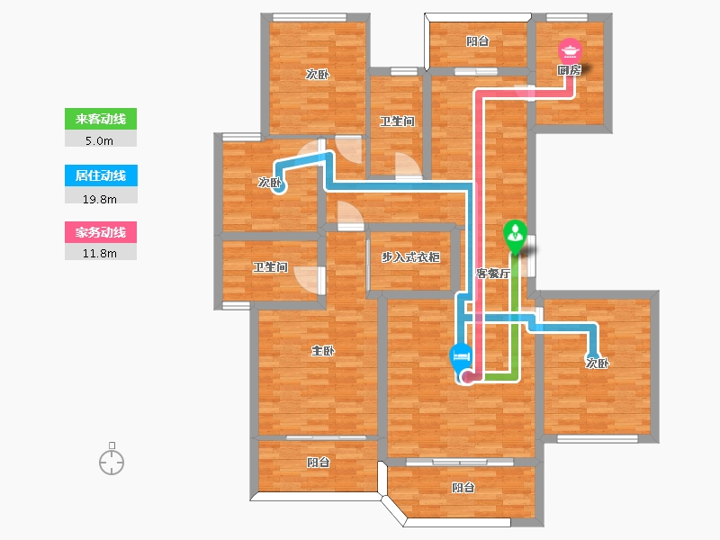 四川省-成都市-北辰天麓御府建面157m2-124.88-户型库-动静线