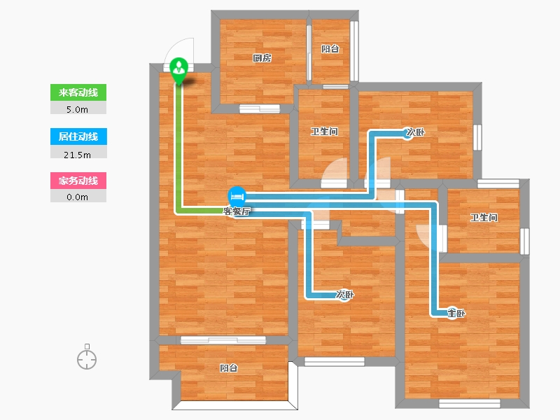 四川省-成都市-奥园天骄1号楼,2号楼建面105m2-80.88-户型库-动静线