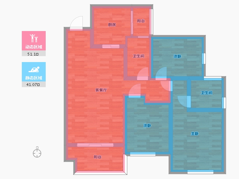 四川省-成都市-奥园天骄1号楼,2号楼建面105m2-80.88-户型库-动静分区