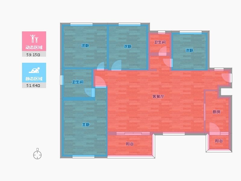 四川省-成都市-奥园天骄1号楼,2号楼建面125m2-100.00-户型库-动静分区