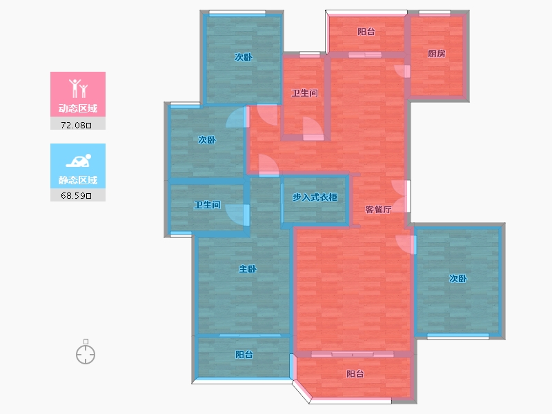 四川省-成都市-北辰天麓御府建面157m2-124.88-户型库-动静分区