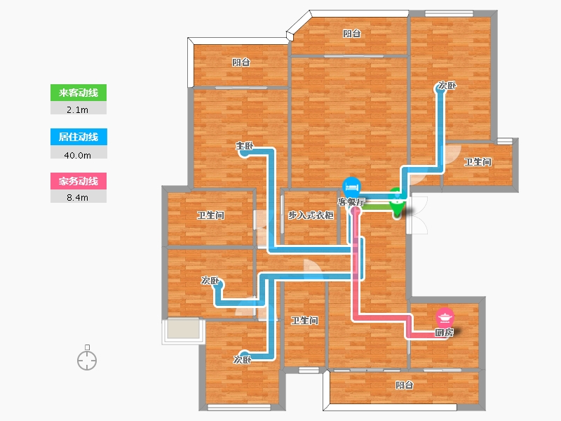 四川省-成都市-北辰天麓御府建面178m2-153.90-户型库-动静线